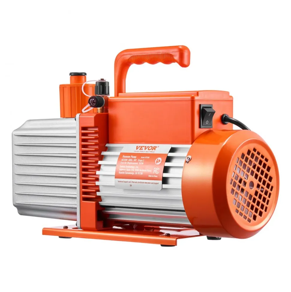 VEVOR Vacuum Pump, 9 CFM, HVAC 2 Stage Rotary Vane Vacuum Pump, for R134a R22 R410a Systems, Auto AC Vacuum Pump Kit with Oil Bottle, for Automotive Air Conditioner Maintenance Resin Degassing