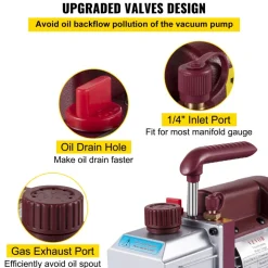 VEVOR Vacuum Pump 4.5CFM Vacuum Pump HVAC Single-Stage Rotary Vane Vacuum Pump 1/3HP 5PA Ultimate Air Conditioning Refrigerant Vacuum Pump