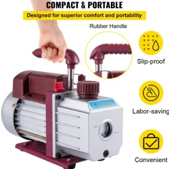 VEVOR Vacuum Pump 4.5CFM Vacuum Pump HVAC Single-Stage Rotary Vane Vacuum Pump 1/3HP 5PA Ultimate Air Conditioning Refrigerant Vacuum Pump