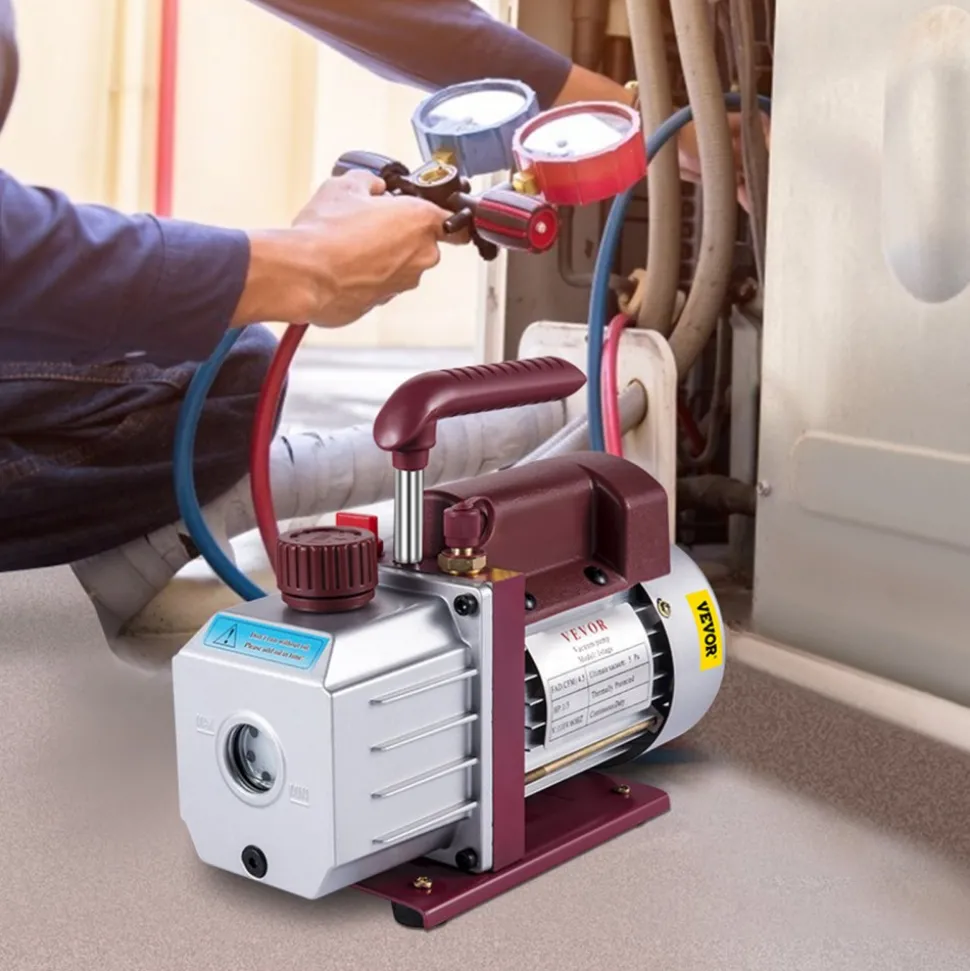VEVOR Vacuum Pump 4.5CFM Vacuum Pump HVAC Single-Stage Rotary Vane Vacuum Pump 1/3HP 5PA Ultimate Air Conditioning Refrigerant Vacuum Pump
