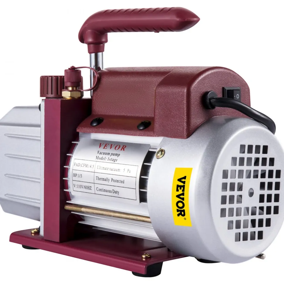 VEVOR Vacuum Pump 4.5CFM Vacuum Pump HVAC Single-Stage Rotary Vane Vacuum Pump 1/3HP 5PA Ultimate Air Conditioning Refrigerant Vacuum Pump