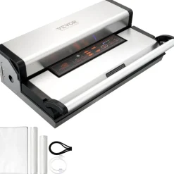 VEVOR Vacuum Sealer Machine, 95Kpa 350W Powerful Dual Pump and Dual Sealing, Dry and Moist Food Storage, Automatic and Manual Air Sealing System with Built-in Cutter, with Seal Bag and External Hose