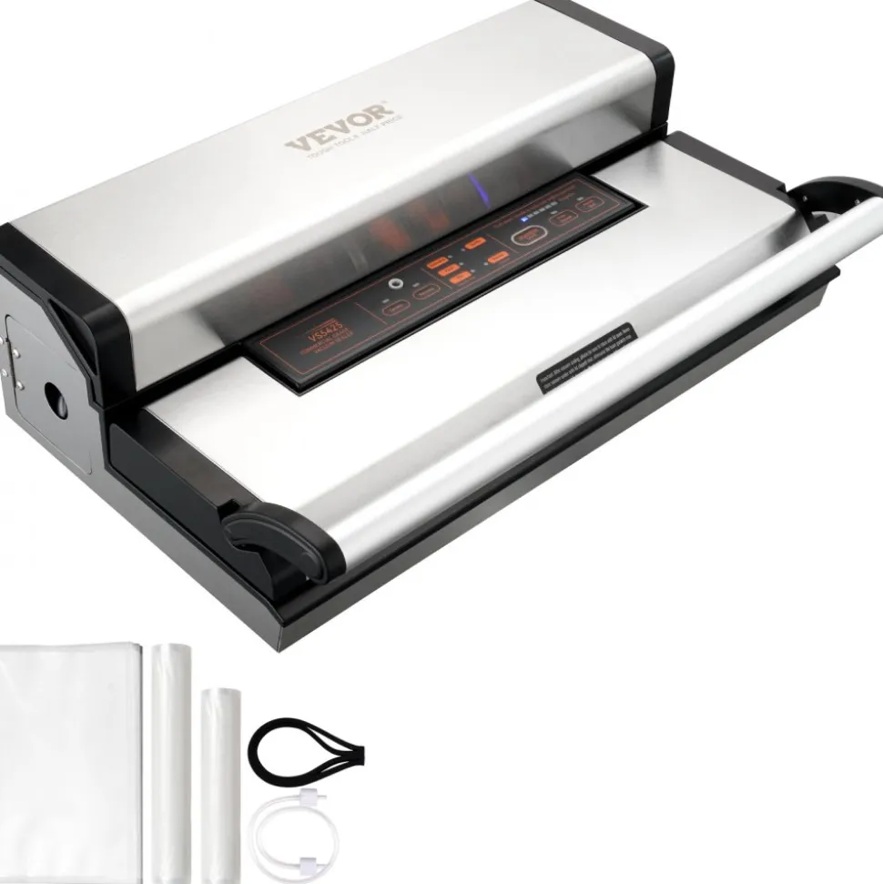 VEVOR Vacuum Sealer Machine, 95Kpa 350W Powerful Dual Pump and Dual Sealing, Dry and Moist Food Storage, Automatic and Manual Air Sealing System with Built-in Cutter, with Seal Bag and External Hose