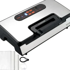 VEVOR Vacuum Sealer Machine, 90Kpa 130W Powerful Dual Pump and Dual Sealing, Dry and Moist Food Storage, Automatic and Manual Air Sealing System with Built-in Cutter, with Seal Bag and External Hose