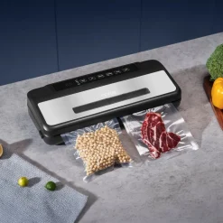 VEVOR Vacuum Sealer Machine, 80Kpa 120W Powerful Compact Food Sealer, 7-in-1 Multi-Functional Food Vacuum Sealer, Automatic Air Sealing System with Built-in Cutter with 10 Vacuum Bags & 1 Bag Roll