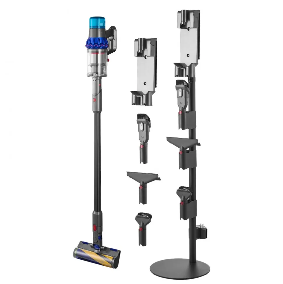 VEVOR Vacuum Stand, Compatible With V7 V8 V10 V11 V12 V15 Series Upright Vacuum Cleaners & Accessories, Stable Vacuum Stand Holder with 4 Anti-slip Pads and 3 Clips for Storing 6 Brush Heads