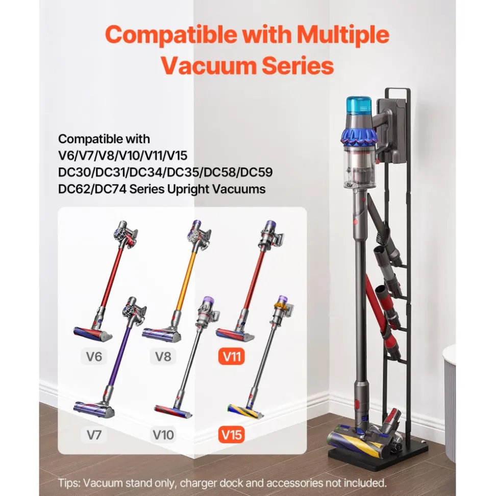 VEVOR Vacuum Stand, Compatible With Dyson V6 V7 V8 V10 V11 V15, Stable Vacuum Stand Holder with Wheels for Dyson DC30 DC31 DC34 DC35 DC58 DC59 DC62 D74 Cordless Upright Vacuum Cleaners & Accessories