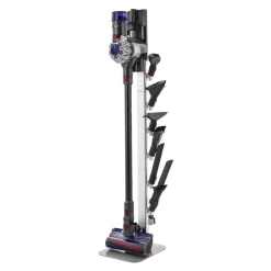 VEVOR Vacuum Stand, Compatible with Dyson G5 V15 V12 V11 V10 V8 V7 V6 Series Upright Vacuums Cleaners & Accessories, Stable Vacuum Stand Holder with 6 Hooks and Non-slip Footpads, Black