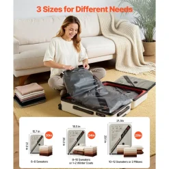 VEVOR Vacuum Storage Bags, 16 Pack Space Saver Vacuum Seal Bags for Clothing, with Pump and Charging Cable, Double Zipper Seal, Thickened PA and PE, Compression for Clothes Storage, Travel Luggage