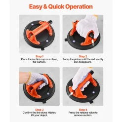 VEVOR Vacuum Suction Cup, 8-Inch Vacuum Glass Lifter with ABS Handle, 400 lbs Max Lifting Capacity Tile Suction Cup Tool with Carrying Case for Lifting Large Tile, Granite, Drywall, Windows (1-Pack)