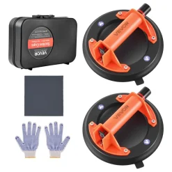 VEVOR Vacuum Suction Cup, 8-Inch Vacuum Glass Lifter with ABS Handle, 400 lbs Max Lifting Capacity Tile Suction Cup Tool with Carrying Case for Lifting Large Tile, Granite, Drywall, Windows (2-Pack)