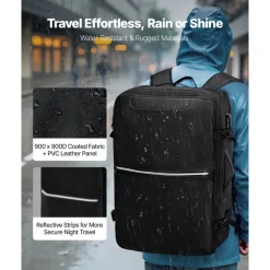 VEVOR Vacuum Travel Backpack, 65L, Expandable Vacuum Seal Compression Travel Backpack, with TSA-Approved Lock, Multiple Pockets Compartments, Water-Resistant Carry-On Suitcase Luggage, No Pump, Black