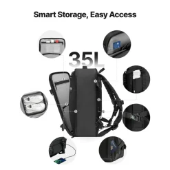 VEVOR Vacuum Travel Backpack, 35L, Vacuum Seal Compression Travel Backpack with Air Pump, Multiple Pockets & Compartments, Water-Resistant Carry-On Suitcase Luggage, Casual Personal Item Bag, Black