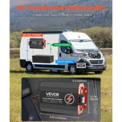 VEVOR 12V 60A DC to DC Battery Charger, 750W, On-Board Battery Charger for Lead-Acid, Lithium, AGM, GEL, and Flooded Batteries, Smart Multi-Stage Charging, for RVs, Commercial Vehicles, Boats, Yachts