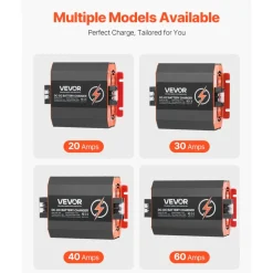 VEVOR 12V 40A DC to DC Battery Charger, 500W, On-Board Battery Charger for Lead-Acid, Lithium, AGM, GEL, and Flooded Batteries, Smart Multi-Stage Charging, for RVs, Commercial Vehicles, Boats, Yachts
