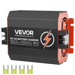 VEVOR 12V 40A DC to DC Battery Charger, 500W, On-Board Battery Charger for Lead-Acid, Lithium, AGM, GEL, and Flooded Batteries, Smart Multi-Stage Charging, for RVs, Commercial Vehicles, Boats, Yachts