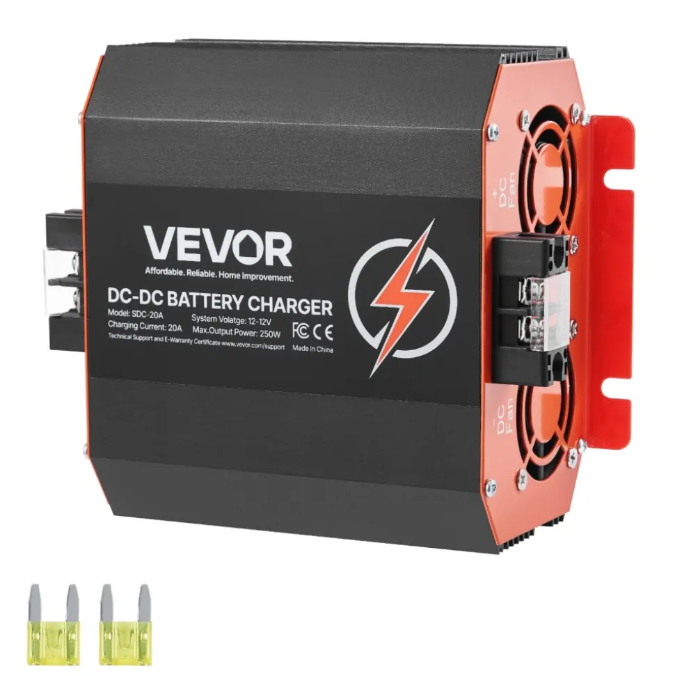 VEVOR 12V 30A DC to DC Battery Charger, 375W, On-Board Battery Charger for Lead-Acid, Lithium, AGM, GEL, and Flooded Batteries, Smart Multi-Stage Charging, for RVs, Commercial Vehicles, Boats, Yachts