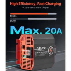 VEVOR 12V 30A DC to DC Battery Charger, 375W, On-Board Battery Charger for Lead-Acid, Lithium, AGM, GEL, and Flooded Batteries, Smart Multi-Stage Charging, for RVs, Commercial Vehicles, Boats, Yachts