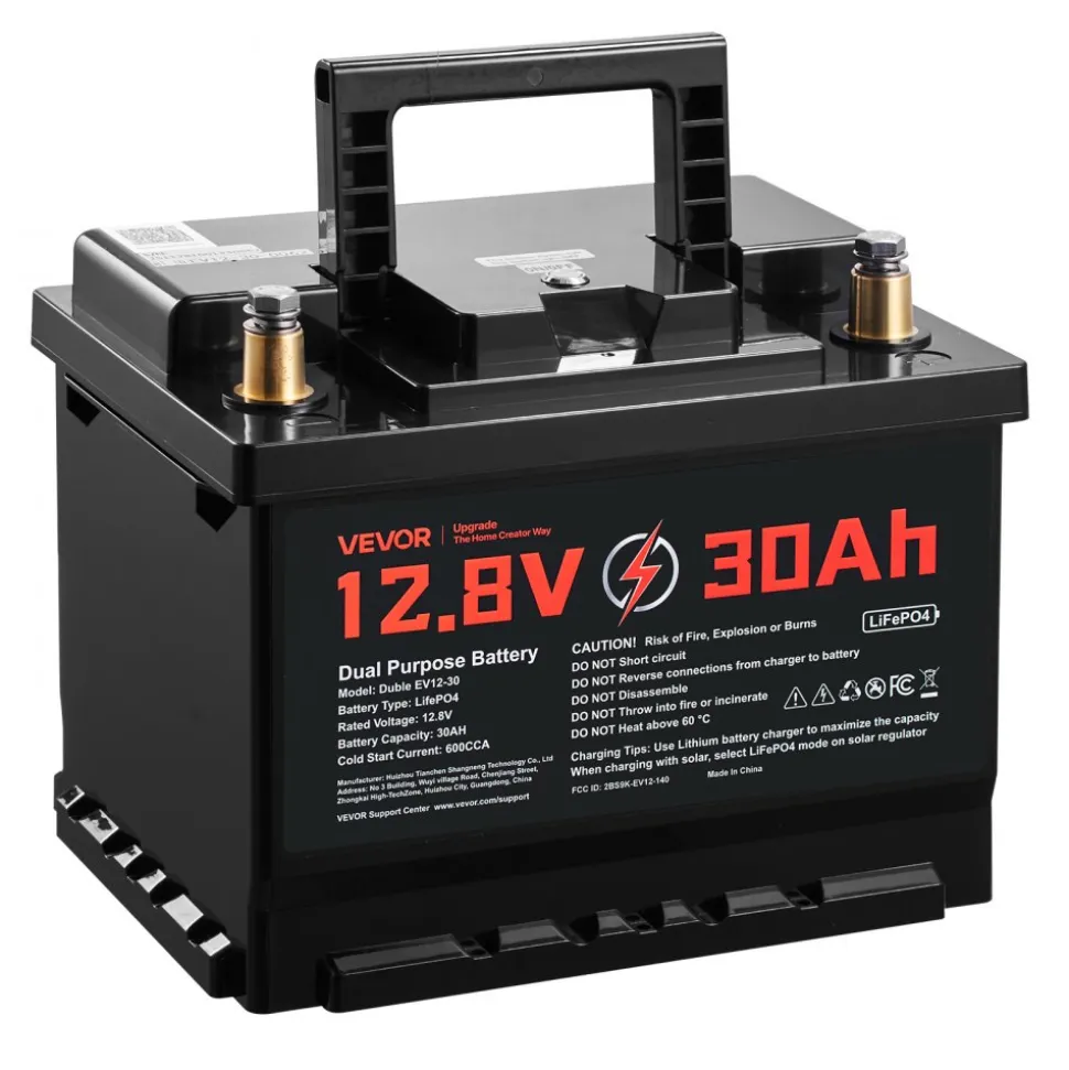 VEVOR 12V 30Ah Dual Purpose LiFePO4 Lithium Battery, 600 CCA Group 47, Car Start-Stop Lithium-ion Starter Battery Plus Deep Cycle, Built-in Smart BMS, for Automotive, Trolling Motor, Engine Starting