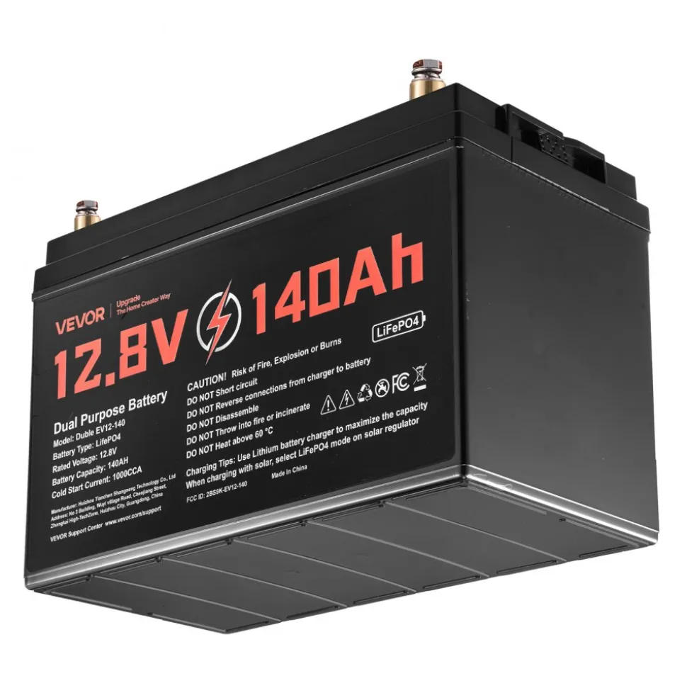 VEVOR 12V 140Ah Dual Purpose LiFePO4 Lithium Battery, 1000 CCA Group 31, Lithium-ion Starter Battery Plus Deep Cycle, Built-in Smart BMS, Car Start-Stop, for Automotive, Trolling Motor, Marine, RV