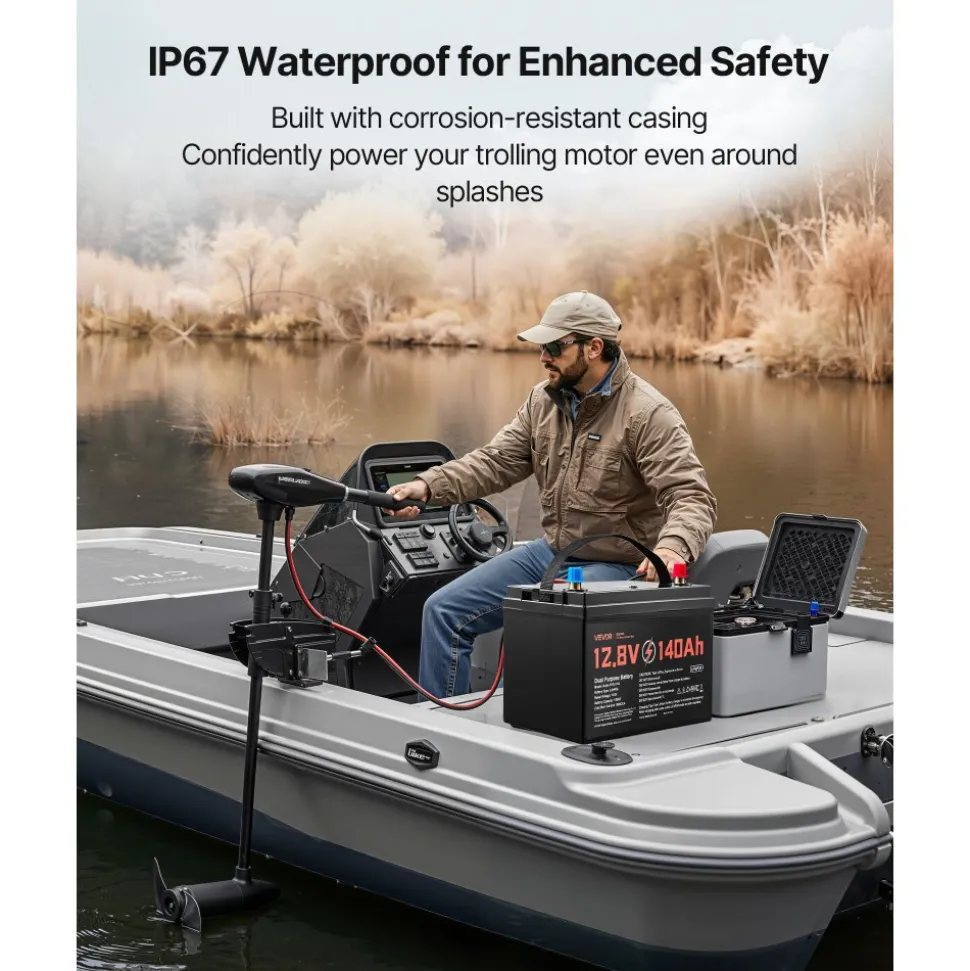 VEVOR 12V 140Ah Dual Purpose LiFePO4 Lithium Battery, 1000 CCA Group 31, Lithium-ion Starter Battery Plus Deep Cycle, Built-in Smart BMS, Car Start-Stop, for Automotive, Trolling Motor, Marine, RV
