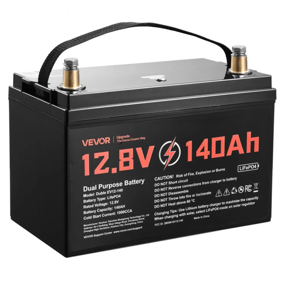 VEVOR 12V 140Ah Dual Purpose LiFePO4 Lithium Battery, 1000 CCA Group 31, Lithium-ion Starter Battery Plus Deep Cycle, Built-in Smart BMS, Car Start-Stop, for Automotive, Trolling Motor, Marine, RV