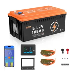 VEVOR 48V 105Ah Golf Cart Lithium Battery, 48 Volt Golf Cart Battery with 200A BMS, LCD Monitor and Mobile APP, LiFePO4 Battery with 600A Peak Current, ABS Shell and 4000+ Cycles, for Golf Carts