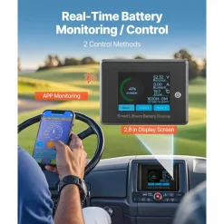VEVOR 48V 105Ah Golf Cart Lithium Battery, 48 Volt Golf Cart Battery with 200A BMS, LCD Monitor and Mobile APP, LiFePO4 Battery with 600A Peak Current, ABS Shell and 4000+ Cycles, for Golf Carts