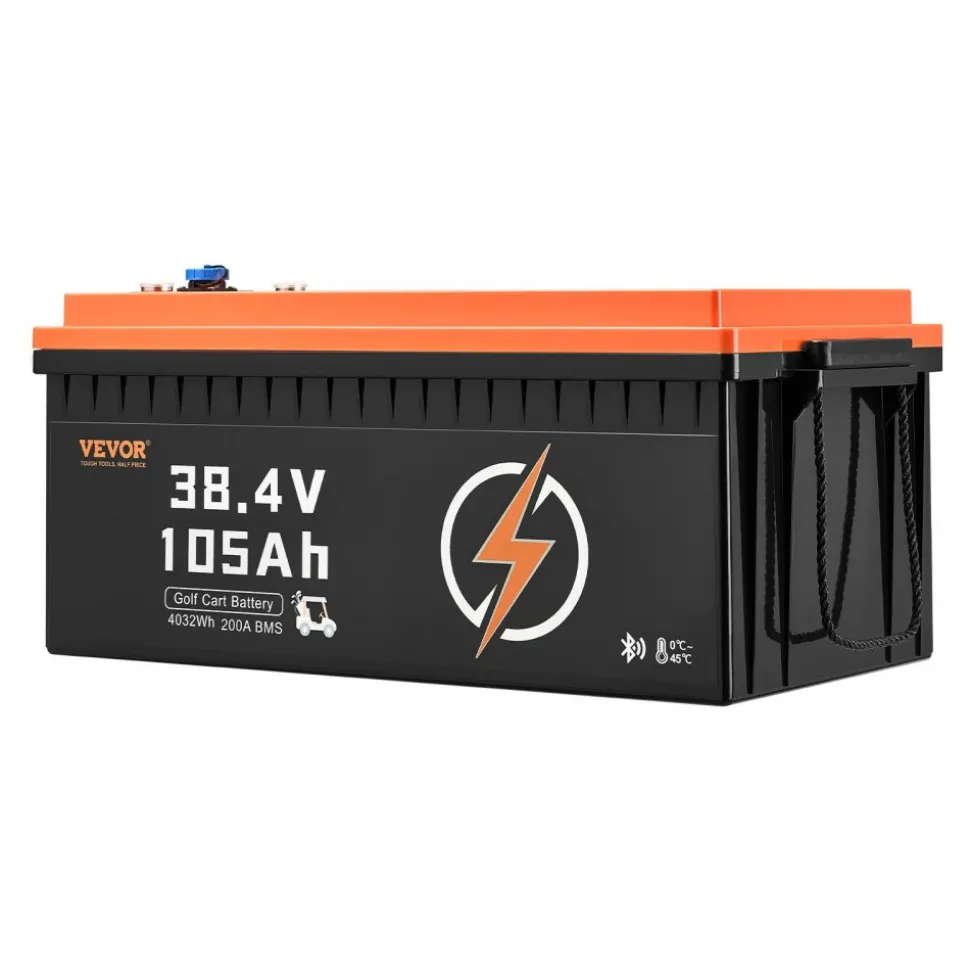 VEVOR 36V 105Ah Golf Cart Lithium Battery, 36 Volt Golf Cart Battery with 200A BMS, LCD Monitor and Mobile APP, LiFePO4 Battery with 600A Peak Current, ABS Shell and 4000+ Cycles, for Golf Carts