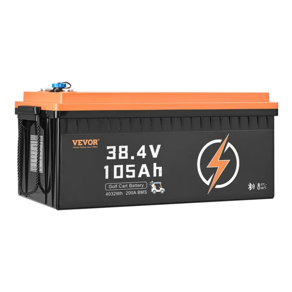 VEVOR 36V 105Ah Golf Cart Lithium Battery, 36 Volt Golf Cart Battery with 200A BMS, LCD Monitor and Mobile APP, LiFePO4 Battery with 600A Peak Current, ABS Shell and 4000+ Cycles, for Golf Carts