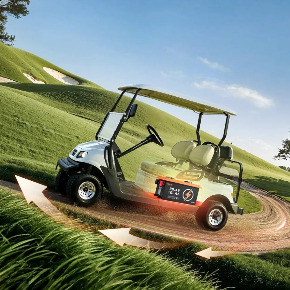 VEVOR 36V 105Ah Golf Cart Lithium Battery, 36 Volt Golf Cart Battery with 200A BMS, Touch Monitor and Mobile APP, LiFePO4 Battery with 600A Peak Current, 20A Charger and 4000+ Cycles, for Golf Carts