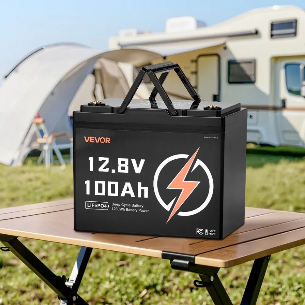VEVOR 12V 100Ah LiFePO4 Battery, Up to 15000 Cycles, Deep Cycle Lithium Iron Phosphate Battery with Built-in BMS, Low Temperature Protection, 10 Years Lifetime, for Solar Off-Grid Home Energy Storage