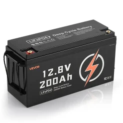 VEVOR 12V 200Ah LiFePO4 Battery, Up to 15000 Cycles, Deep Cycle Lithium Iron Phosphate Battery with Built-in BMS, Low Temperature Protection, 10 Years Lifetime, for Solar Off-Grid Home Energy Storage