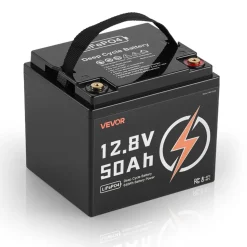 VEVOR 12V 50Ah LiFePO4 Battery, Up to 15000 Cycles, Deep Cycle Lithium Iron Phosphate Battery with Built-in BMS, Low Temperature Protection, 10 Years Lifetime, for Solar Off-Grid Home Energy Storage