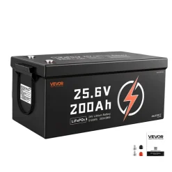 VEVOR 24V 200Ah LiFePO4 Lithium Battery 4000+ Cycles Built-in 200A BMS, Lithium Battery with Low Temperature Protection, Supports 8P2S Connection, 5120Wh Energy, for RV, Trolling Motor, Marine, Solar