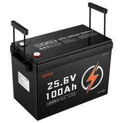 VEVOR 24V 100Ah LiFePO4 Lithium Battery 4000+ Cycles Built-in 100A BMS, Lithium Battery with Low Temperature Protection, Supports 8P2S Connection, 2560Wh Energy, for RV, Trolling Motor, Marine, Solar