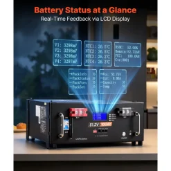 VEVOR 48V 100Ah LiFePO4 Lithium Battery, Built-in 100A BMS, 51.2V Server Rack LiFePO4 Battery with Bluetooth & Display, 5120Wh Capacity, 6000 Cycles, for Solar Energy Storage Home Backup Power, 2 Pack