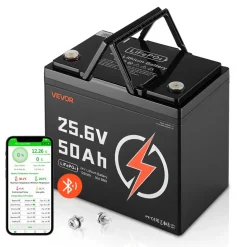 VEVOR 24V 320Ah LiFePO4 Lithium Battery 4000+ Cycles 200A BMS with Bluetooth, 8192Wh Lithium Battery with Low Temperature Protection, Supports 8P2S Connection, for RV, Trolling Motor, Marine, Solar