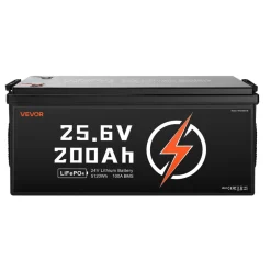 VEVOR 24V 200Ah LiFePO4 Lithium Battery, Built-in 100A BMS, Deep Cycle Lithium Rechargeable Battery with Low Temperature Protection, 4000+ Cycles, Max. 5120Wh, for RV, Camper, Trolling Motors, Marine