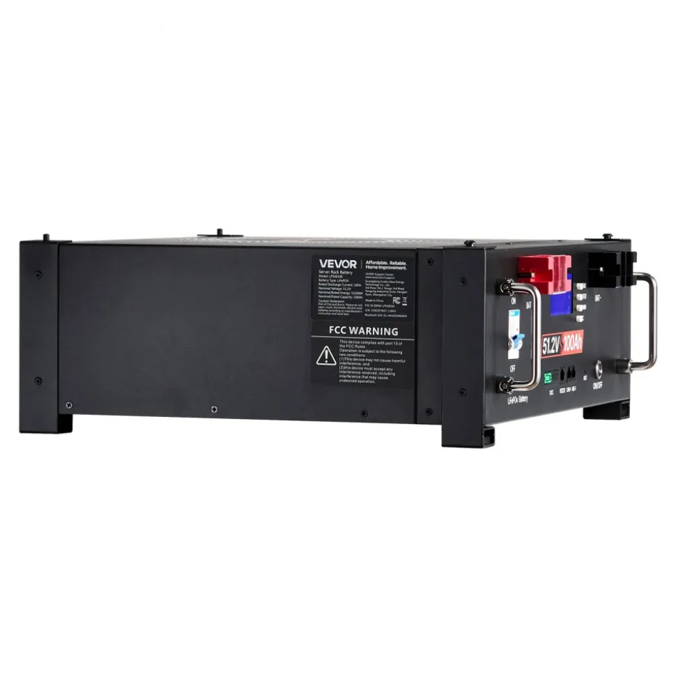 VEVOR 48V 200Ah LiFePO4 Lithium Battery, 2 Pack 100Ah, 10.24kWh Capacity, 51.2V Server Rack LiFePO4 Battery with Bluetooth, Max 6000 Cycles, LCD Display, for Off-Grid, Solar System, Backup Power