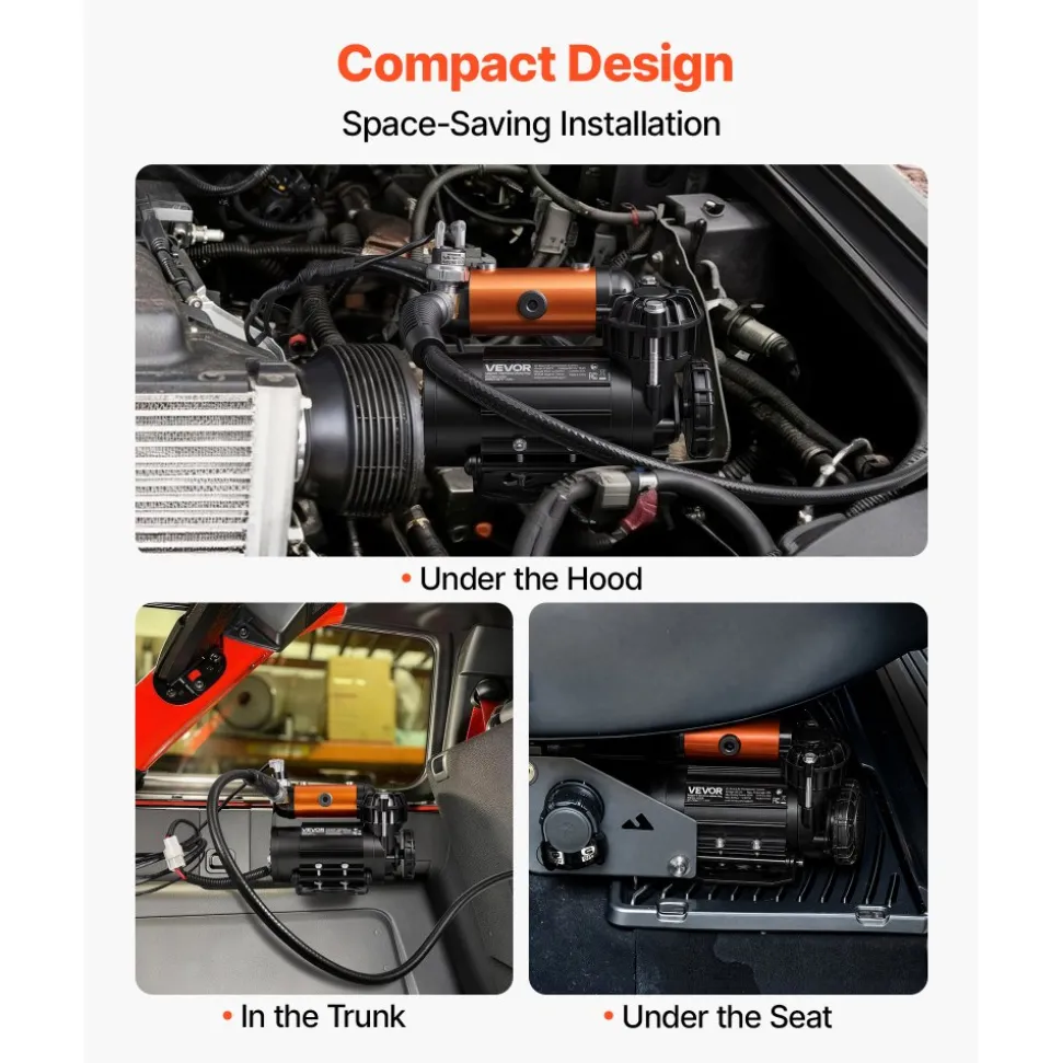 VEVOR 12V Air Compressor 0.5HP 2.72 SCFM Portable Tire Inflator Max 210PSI, Heavy Duty Offroad Air Pump with Differential Lock Harness, Adapters & 19FT Air Hose for Pickup Truck SUV Off-Road Vehicles