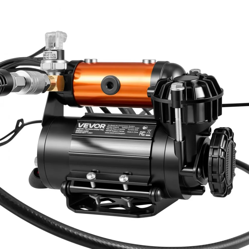 VEVOR 12V Air Compressor 0.5HP 2.72 SCFM Portable Tire Inflator Max 210PSI, Heavy Duty Offroad Air Pump with Differential Lock Harness, Adapters & 19FT Air Hose for Pickup Truck SUV Off-Road Vehicles