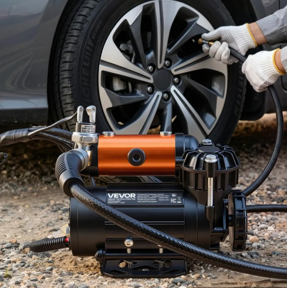 VEVOR 12V Air Compressor 0.5HP 2.72 SCFM Portable Tire Inflator Max 210PSI, Heavy Duty Offroad Air Pump with Differential Lock Harness, Adapters & 19FT Air Hose for Pickup Truck SUV Off-Road Vehicles