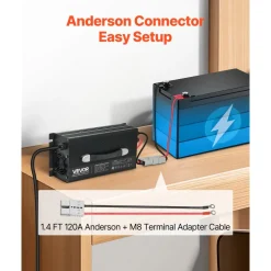 VEVOR 36V 18A Lithium Battery Charger, 43.8V, AC-DC LiFePO4 Smart Charger, with Anderson Connector, LED Indicator, 0V Activation, for Lithium LiFePO4 Deep Cycle Rechargeable Batteries of Boat, RV