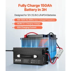 VEVOR 36V 18A Lithium Battery Charger, 43.8V, AC-DC LiFePO4 Smart Charger, with Anderson Connector, LED Indicator, 0V Activation, for Lithium LiFePO4 Deep Cycle Rechargeable Batteries of Boat, RV