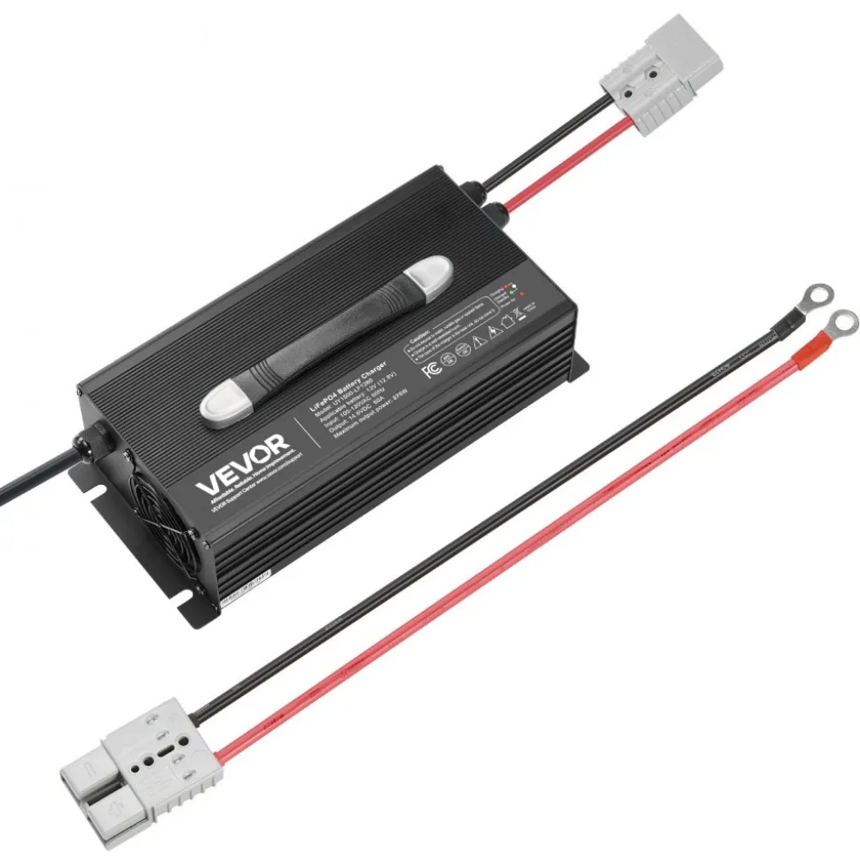 VEVOR 36V 18A Lithium Battery Charger, 43.8V, AC-DC LiFePO4 Smart Charger, with Anderson Connector, LED Indicator, 0V Activation, for Lithium LiFePO4 Deep Cycle Rechargeable Batteries of Boat, RV