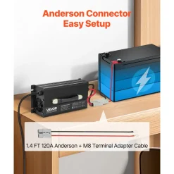 VEVOR 12V 80A Lithium Battery Charger, 14.6V, AC-DC LiFePO4 Smart Charger, with Anderson Connector, LED Indicator, 0V Activation, for Lithium LiFePO4 Deep Cycle Rechargeable Batteries of Boat, RV