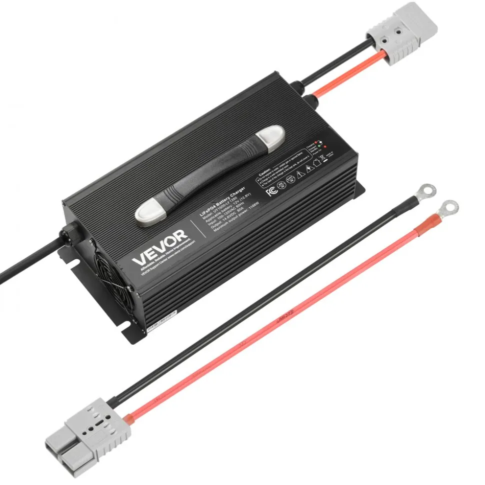 VEVOR 12V 80A Lithium Battery Charger, 14.6V, AC-DC LiFePO4 Smart Charger, with Anderson Connector, LED Indicator, 0V Activation, for Lithium LiFePO4 Deep Cycle Rechargeable Batteries of Boat, RV