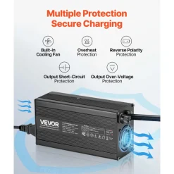 VEVOR 12V 20A Lithium Battery Charger, 14.6V, AC-DC LiFePO4 Smart Charger, with Anderson Connector, LED Indicator, 0V Activation, for Lithium LiFePO4 Deep Cycle Rechargeable Batteries of Boat, RV