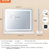 VEVOR Vanity Mirror with Lights, Three Color Lighting Modes, Lighted Makeup LED Mirror, and 5X Magnification,USB Port, Smart Touch Control, 360°Rotation (21.7x17.7 in, White)